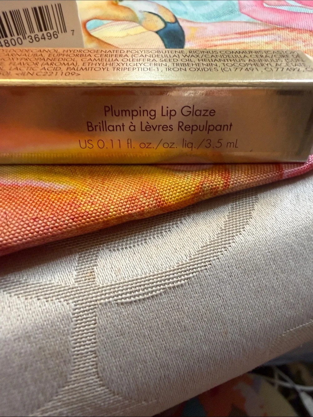 Stila Orange Quilted Cosmetic Clutch with Pink Makeup Accents